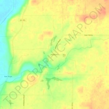 Mappa topografica Hillsboro, altitudine, rilievo