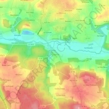 Mappa topografica Lann Gannec, altitudine, rilievo