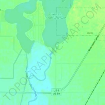 Mappa topografica Gunnison Bend Dam, altitudine, rilievo