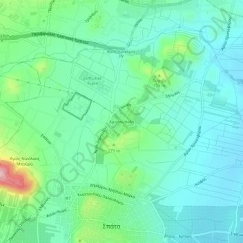 Mappa topografica Christoupoli, altitudine, rilievo
