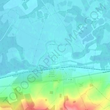 Mappa topografica Pont-sur-Seine, altitudine, rilievo