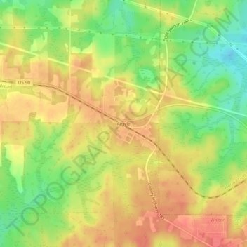 Mappa topografica Argyle, altitudine, rilievo
