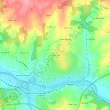 Mappa topografica La Quintinie, altitudine, rilievo