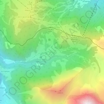 Mappa topografica Le Crozat, altitudine, rilievo