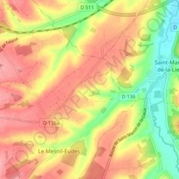 Mappa topografica La Fieffe, altitudine, rilievo
