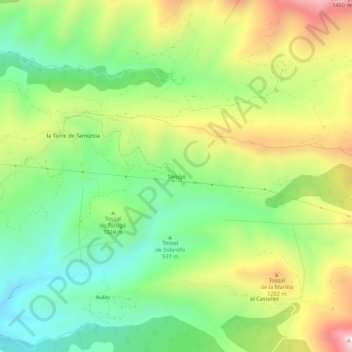 Mappa topografica Torogó, altitudine, rilievo