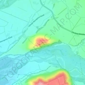 Mappa topografica Fern Hill, altitudine, rilievo