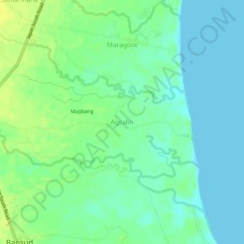 Mappa topografica Agsalin, altitudine, rilievo