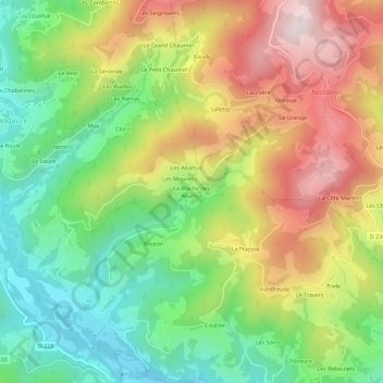 Mappa topografica La Blache des Abattus, altitudine, rilievo