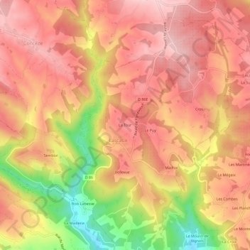 Mappa topografica La Tour, altitudine, rilievo