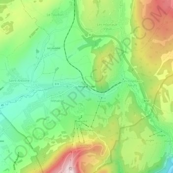 Mappa topografica Neige et Soleil, altitudine, rilievo