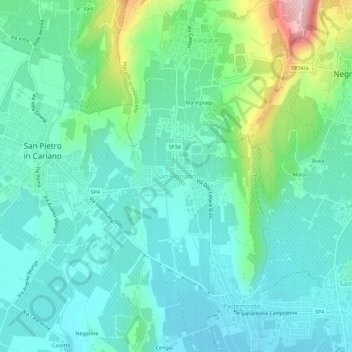 Mappa topografica San Floriano, altitudine, rilievo