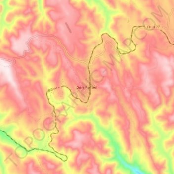Mappa topografica San Rafael, altitudine, rilievo