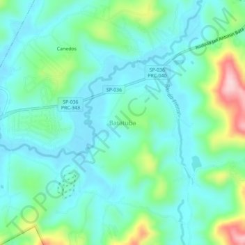 Mappa topografica Batatuba, altitudine, rilievo