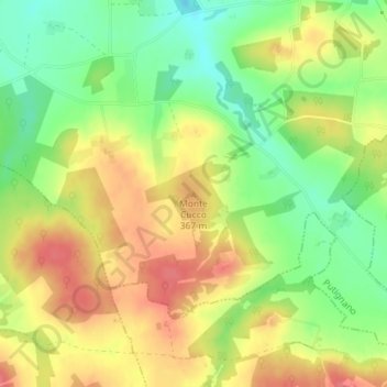 Mappa topografica Monte Cucco, altitudine, rilievo