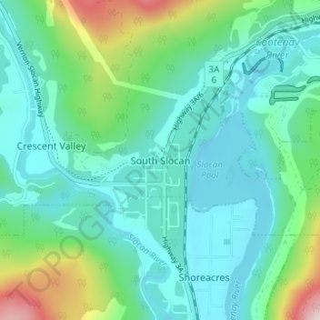 Mappa topografica South Slocan, altitudine, rilievo