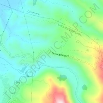 Mappa topografica Pastina, altitudine, rilievo