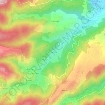 Mappa topografica Passebarrial, altitudine, rilievo
