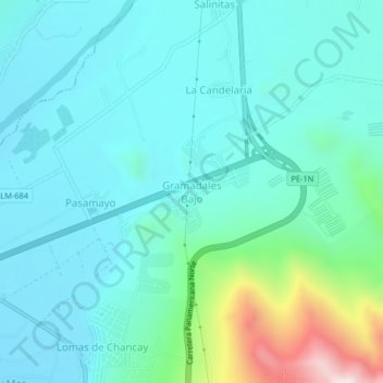 Mappa topografica Gramadales Bajo, altitudine, rilievo