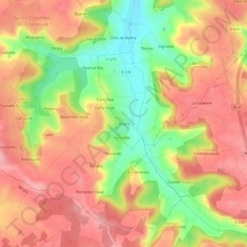 Mappa topografica Picard, altitudine, rilievo