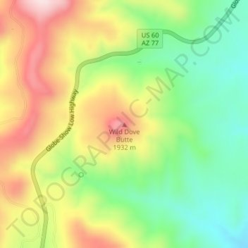 Mappa topografica Wild Dove Butte, altitudine, rilievo
