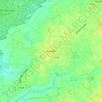 Mappa topografica Ermke, altitudine, rilievo