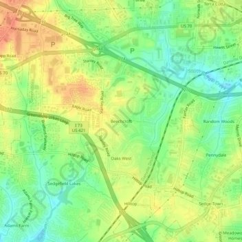 Mappa topografica Beechcroft, altitudine, rilievo