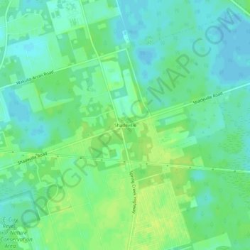Mappa topografica Shadeville, altitudine, rilievo