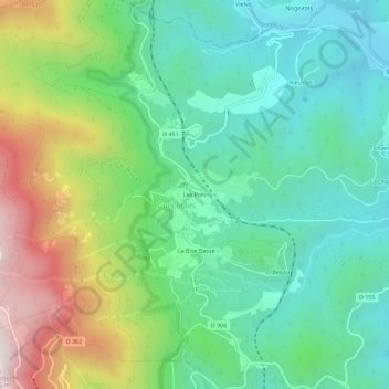 Mappa topografica Les Prés, altitudine, rilievo