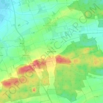 Mappa topografica Bockighofen, altitudine, rilievo