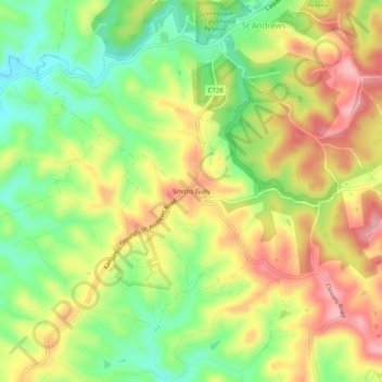 Mappa topografica Smiths Gully, altitudine, rilievo