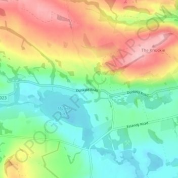 Mappa topografica Kinloch, altitudine, rilievo