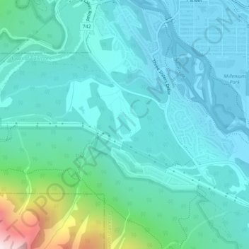 Mappa topografica Quarry Lake, altitudine, rilievo