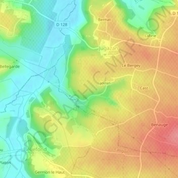 Mappa topografica Fonvielle, altitudine, rilievo