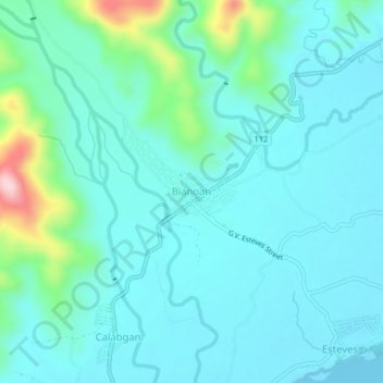 Mappa topografica Bianoan, altitudine, rilievo