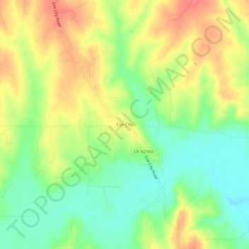 Mappa topografica Cox City, altitudine, rilievo