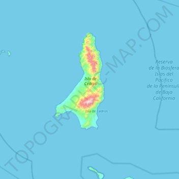 Mappa topografica Isla de Cedros, altitudine, rilievo