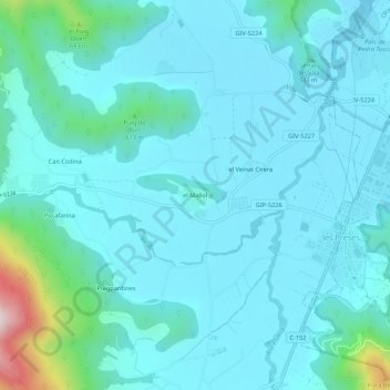 Mappa topografica el Mallol, altitudine, rilievo