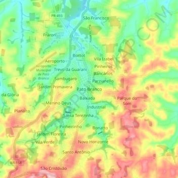 Mappa topografica Pato Branco, altitudine, rilievo