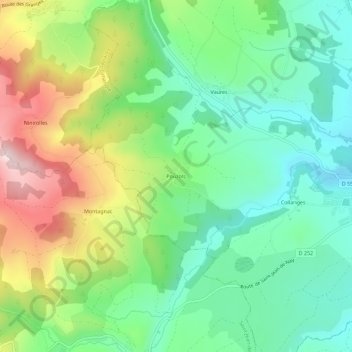 Mappa topografica Pouzols, altitudine, rilievo