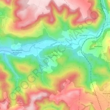 Mappa topografica Moulès, altitudine, rilievo