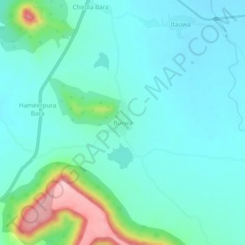 Mappa topografica Burwa, altitudine, rilievo