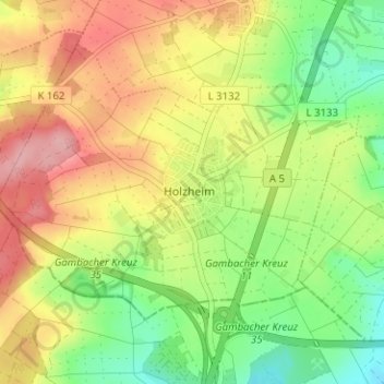 Mappa topografica Holzheim, altitudine, rilievo