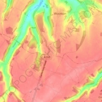 Mappa topografica Selsted, altitudine, rilievo