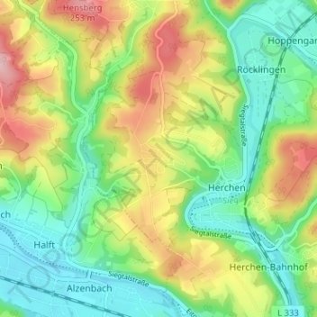 Mappa topografica Gerressen, altitudine, rilievo