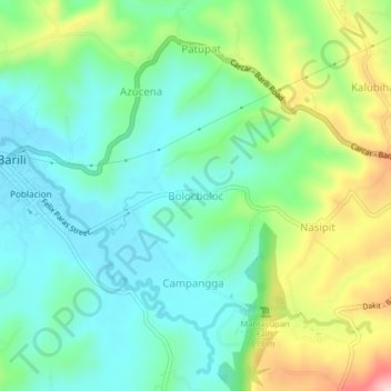 Mappa topografica Bolocboloc, altitudine, rilievo