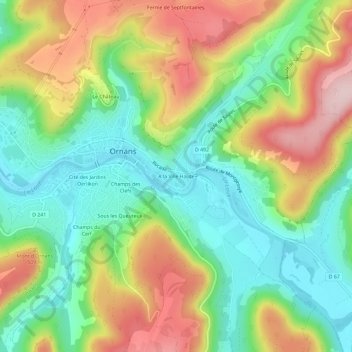 Mappa topografica A la Ville Haute, altitudine, rilievo