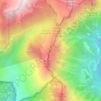 Mappa topografica Porta di Campobrun, altitudine, rilievo
