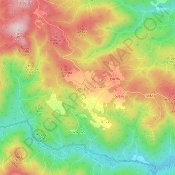 Mappa topografica Lama, altitudine, rilievo