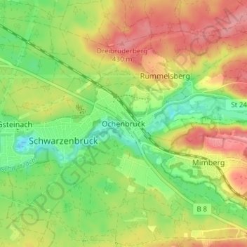 Mappa topografica Ochenbruck, altitudine, rilievo